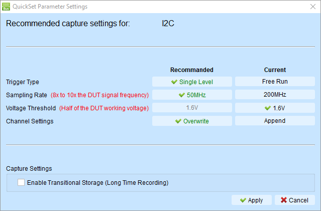 I2C Quick Settings