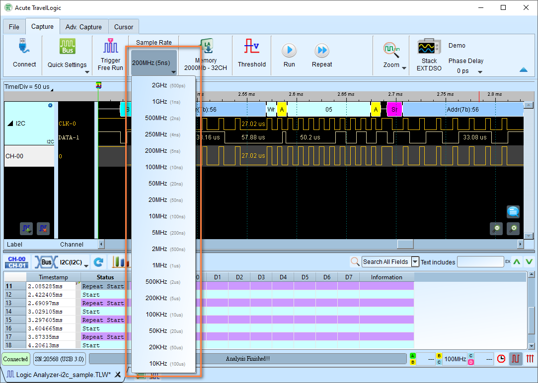 Sample Rate Settings