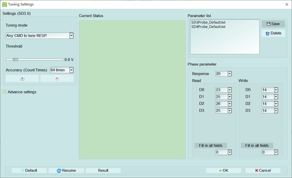 SD 3.0 Tuning Settings