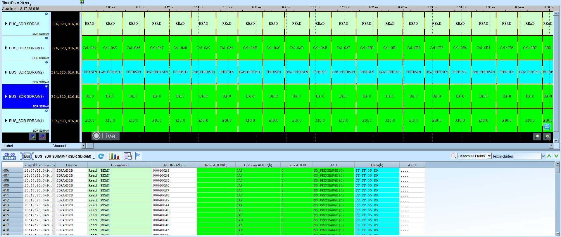 SDR SDRAM full parse