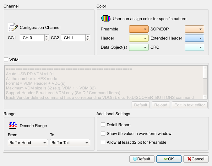 Decode Settings