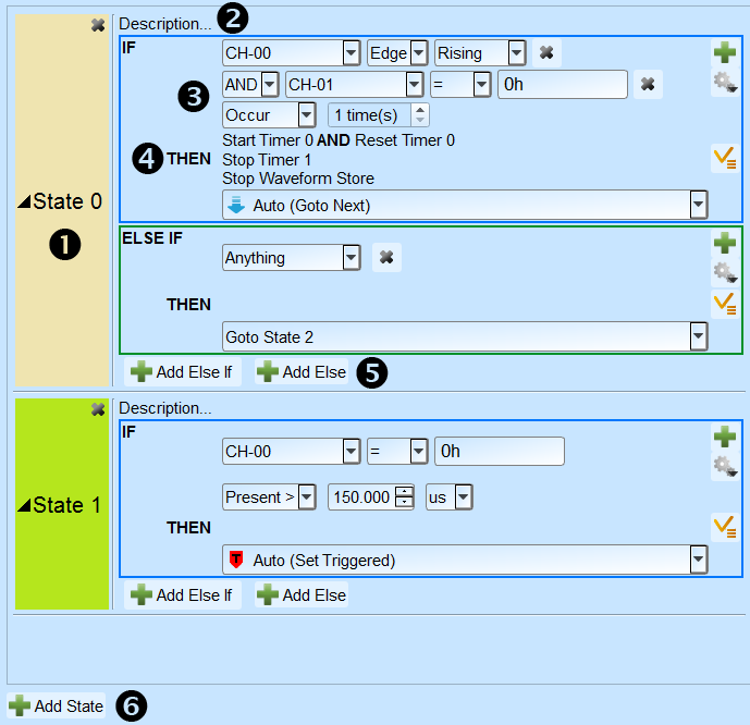 Trigger condition settings panel