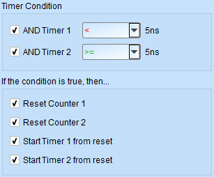Timer / Counter reset settings dialog for a state