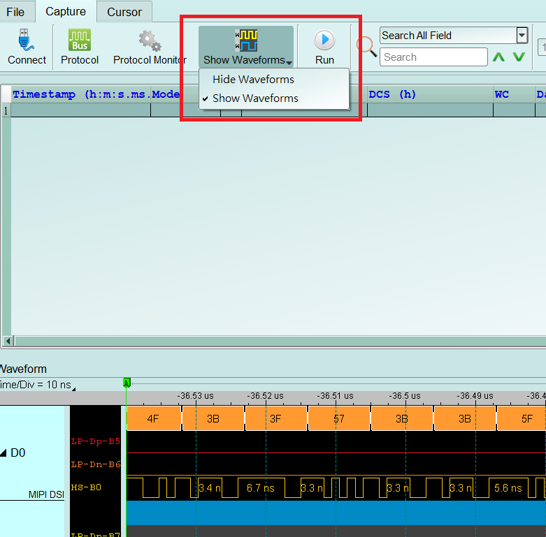 MIPI D-PHY solution — Step 3.3: Show Waveforms