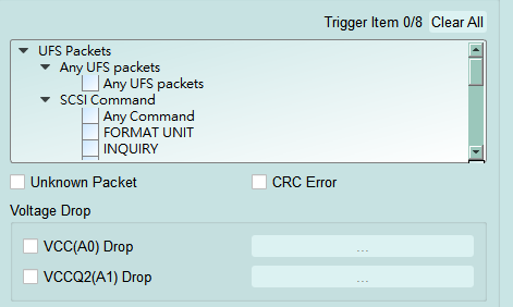 UFS solution — - Can I specify a Unipro, UFS packet as the trigger point function?