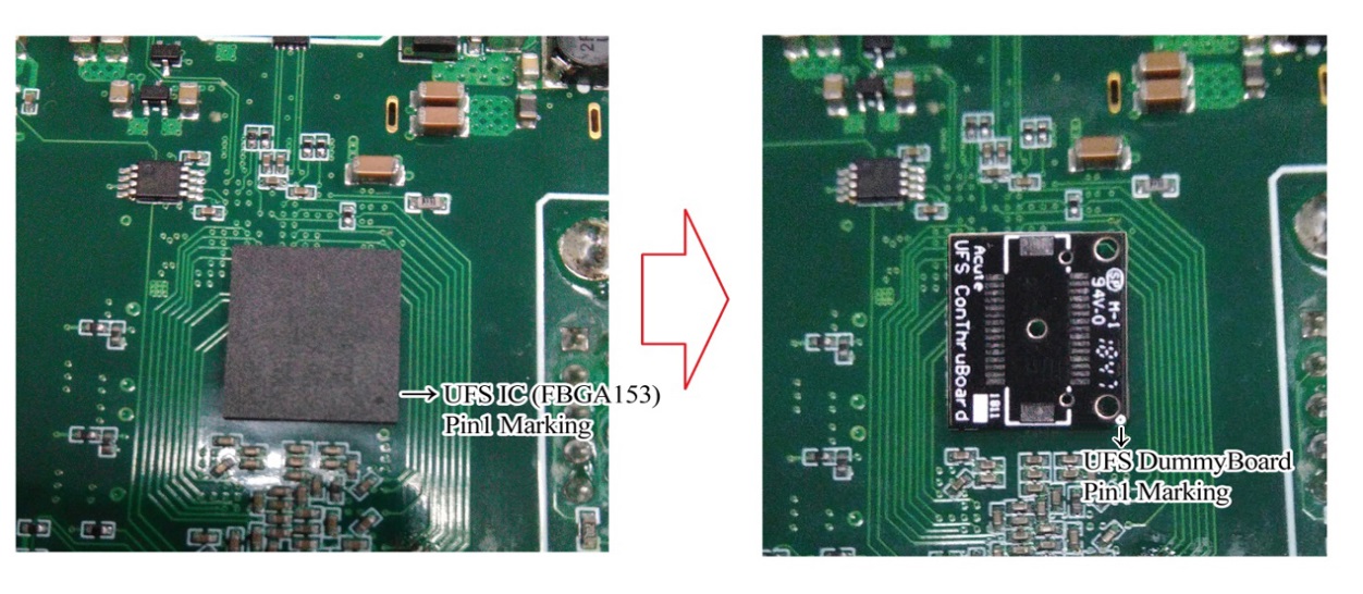 UFS solution — Step2: Welding the connector to the position where the UFS Chip has been removed