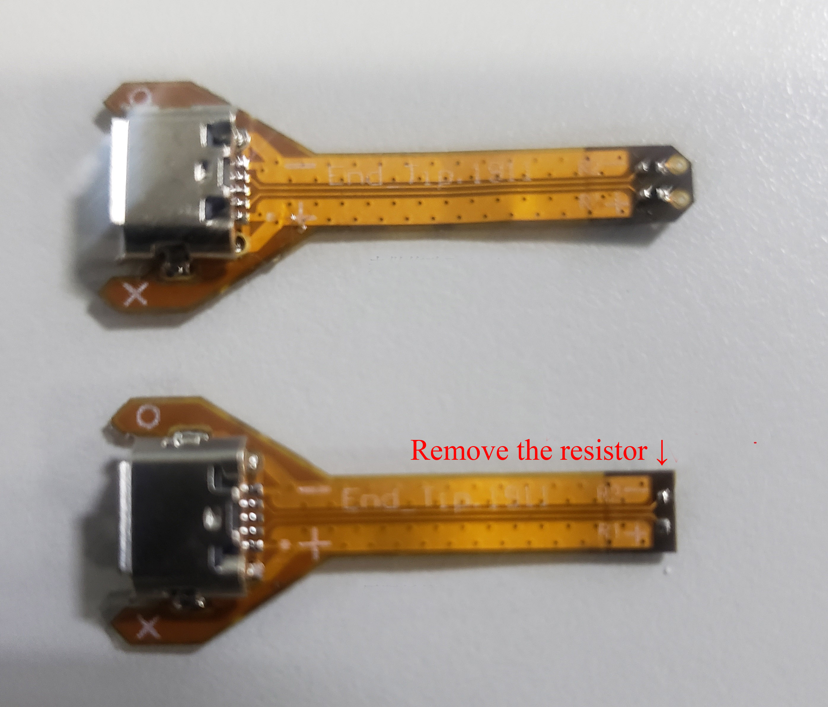 UFS solution — Step1: Remove the resistor, cut off the head, and reserve 2 welding point