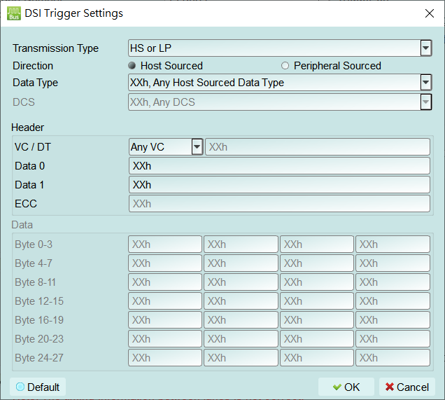 DSI Trigger Settings