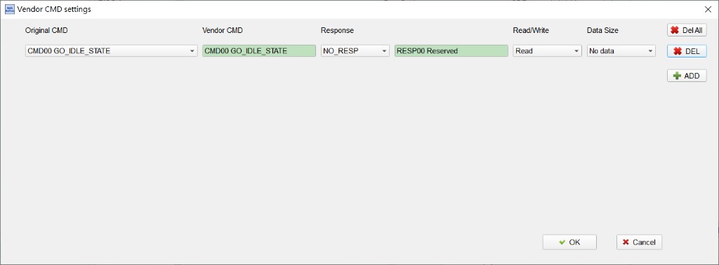 Vendor CMD settings