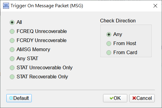 UHS-II Trigger On Message Packet MSG