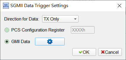 SGMII Data Trigger Settings